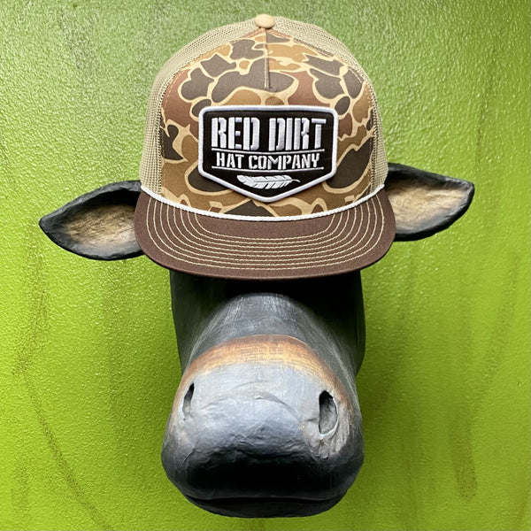 Men's Red Dirt Logo Cap in Camo/Tan w/ Embroidered Patch - RDHC309 - Blair's Western Wear Marble Falls, TX 