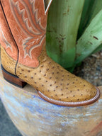 Men's Saddle Ostrich Square Toe Western Boot