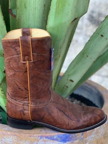 Traditional Cowboy Roper Boots by Justin in Marbled Brown - 3163