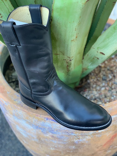 Men's Black Round Toe Roper Boot
