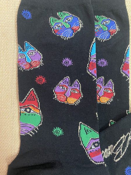 Ladies Cat Head Socks in Black/Multi Colored - WNC2176 - Blair's Western Wear Marble Falls, TX
