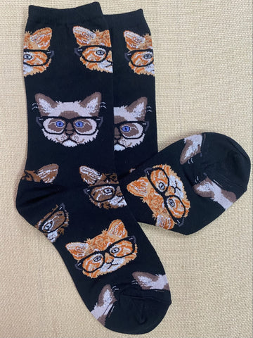 Ladies Kitten Socks in Black/Orange/Tan - SSW1306 - Blair's Western Wear Marble Falls, TX 