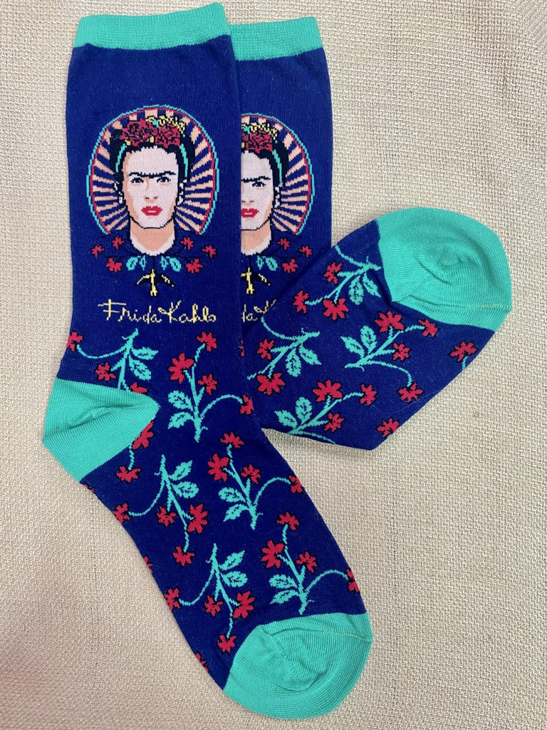 Ladies Frida Flower Socks in Blue/Turquoise/Red - WNC2370 - Blair's Western Wear Marble Falls, TX 