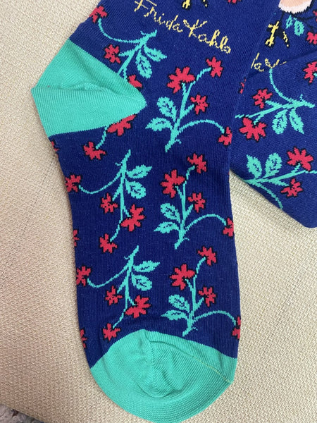 Ladies Frida Flower Socks in Blue/Turquoise/Red - WNC2370 - Blair's Western Wear Marble Falls, TX