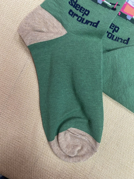 Ladies "I Sleep Around" Camper Socks in Green/Purple - HSW10313 - Blair's Western Wear Marble Falls, TX