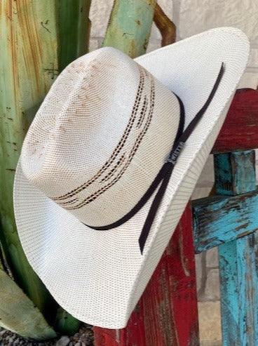 T71624 - Twister Bangora 2 Tone Straw Hat w/ chocolate hatband - Blair's Western Wear Marble Falls, TX