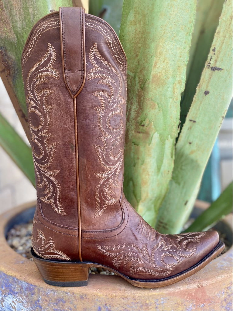Ladies Ariat Western Boot in Brown with a Pointed Toe & Traditional Stritching - 10042382 - Blair's Western Wear Marble Falls, TX 