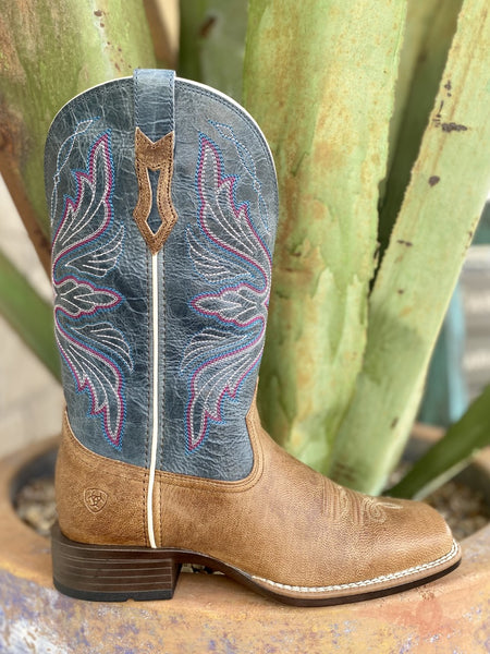 Women's Ariat Boot in Blue/Purple/Brown witth Square Toe - 10040349 - Blair's Western Wear Marble Falls, TX 