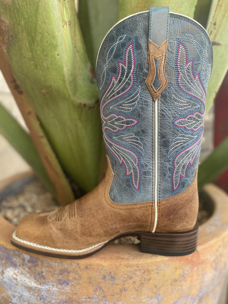 Women's Ariat Boot in Blue/Purple/Brown witth Square Toe - 10040349 - Blair's Western Wear Marble Falls, TX