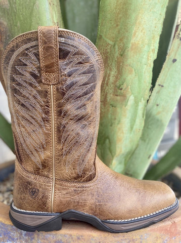 Women's Ariat Boot in Brown w/ Square Toe. Oil/Slip Resistant - 10038379 - Blair's Western Wear Marble Falls, TX 