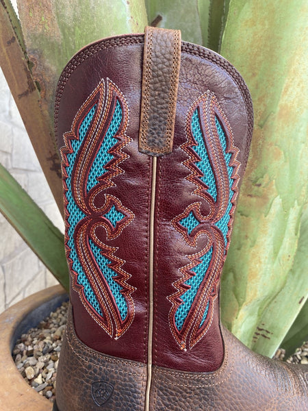 Ladies Ariat Square Toe Boot in Wine/Turquoise/Brown W/ Vent-Tek Technology - 10040410 - Blair's Western Wear Marble Falls, TX