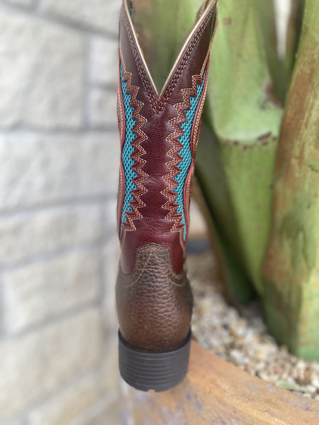 Ladies Ariat Square Toe Boot in Wine/Turquoise/Brown W/ Vent-Tek Technology - 10040410 - Blair's Western Wear Marble Falls, TX