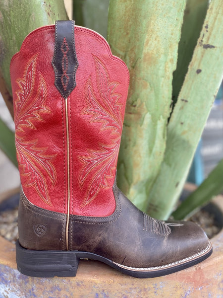 Ladies Arait Women's Boot in Brown/Red with Shock Shield Soles - 10040287 - Blair's Western Wear Marble Falls, TX 