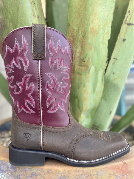 Ladies Ariat Boot in Purple/Brown in a Square Toe - 10031593 - Blair's Western Wear Marble Falls, TX 