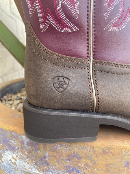 Ladies Ariat Boot in Purple/Brown in a Square Toe - 10031593 - Blair's Western Wear Marble Falls, TX