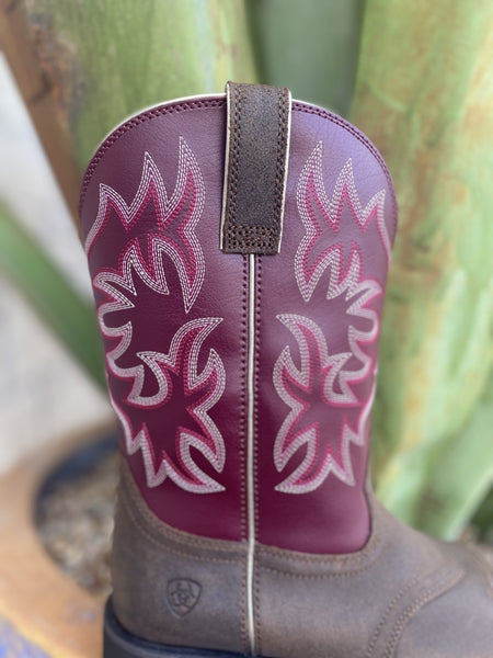 Ladies Ariat Boot in Purple/Brown in a Square Toe - 10031593 - Blair's Western Wear Marble Falls, TX
