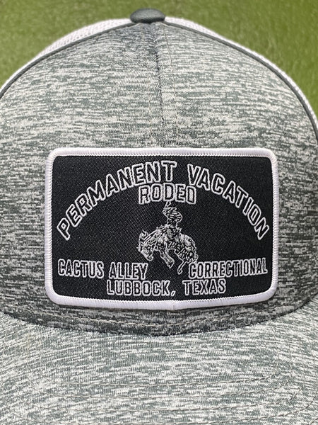 Men's Cactus Ally Cap in Heathered Grey/White/Black with Logo Patch "Permanent Vacay" - PERMANENT VACAY - Blair's Western Wear Marble Falls, TX