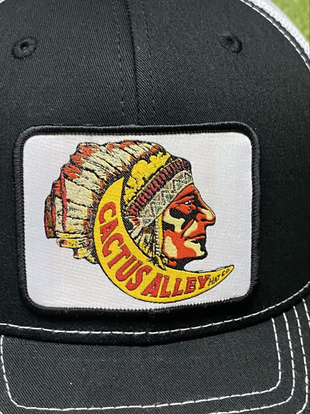 Men's Cactus Alley Logo Patch Cap w/ Headress Native in Black/White/Red/Yellow - HEADDRESS - Blair's Western Wear Marble Falls, TX
