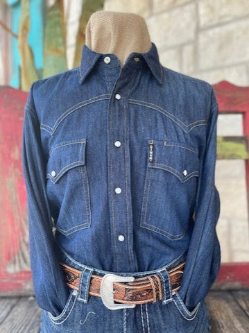 Men's Cinch Blue Denim Long Sleeve Snap Button Down - MTW1681001 - Blair's Western Wear Marble Falls, TX 