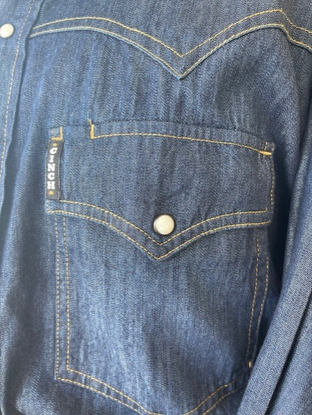 Men's Cinch Blue Denim Long Sleeve Snap Button Down - MTW1681001 - Blair's Western Wear Marble Falls, TX