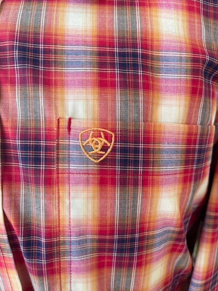 Men's Ariat Red/Yellow Plaid Long Sleeve Button Up - 10041563 - Blair's Western Wear Marble Falls, TX