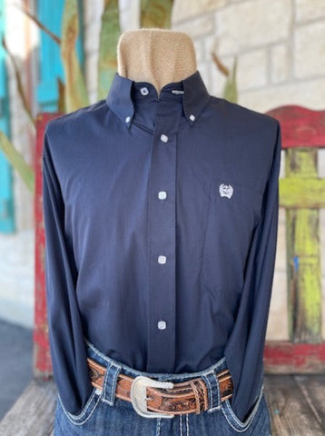 Men's Cinch Solid Navy Long Sleeve Button Down - MTW1104667 - Blair's Western Wear Marble Falls, TX'