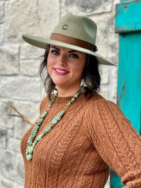 Ladies Charlie One Horse Highway Olive Drab Felt - CWHIWA4036OD - Blair's Western Wear Marble Falls, TX