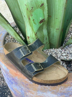 Unisex Birkenstock Arizona Olive Green Oiled Nubuck Soft Footbed Sandal