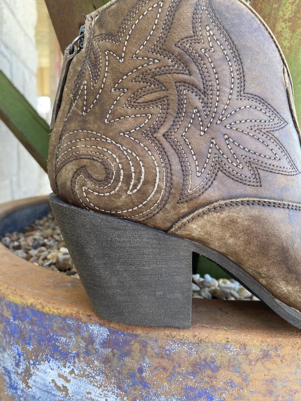 Women's Ariat Layla Distressed Brown Western Zip Bootie