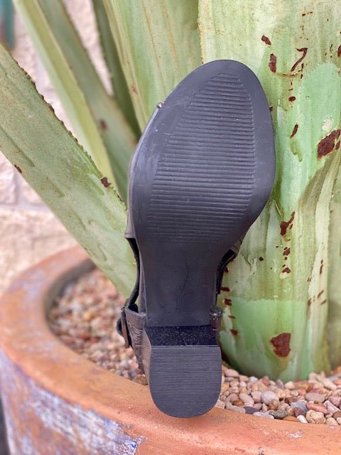 Women's Roper Black Tooled Leather Open-Toe Mule