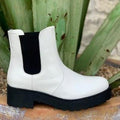 Ladies Chunky White & Black Combat Slip On Boot - GMODOMPUF - Blair's Western Wear Marble Falls, TX