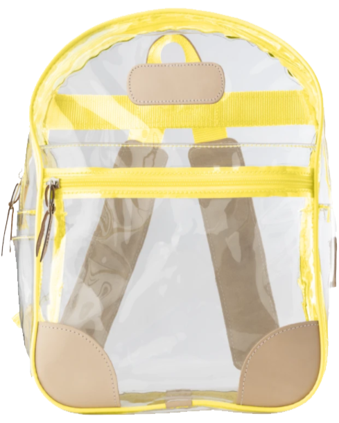 clear backpack with leather trim Jon Hart Design Clear Backpack Lemon Webbing
